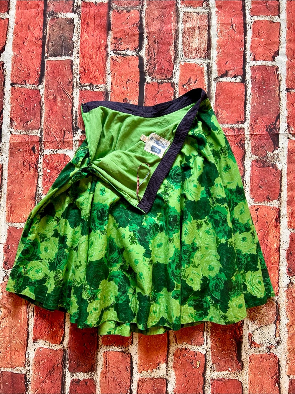 Anthropologie Edme & Esyllte green rose print circle skirt - Picture 5 of 11
